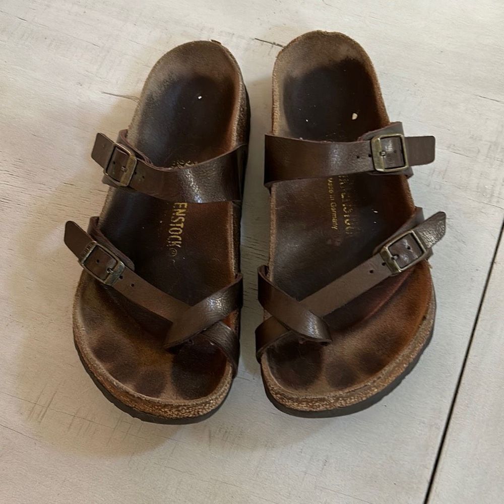 Birkenstock Brown Leather Sandals - Picture 2 of 5